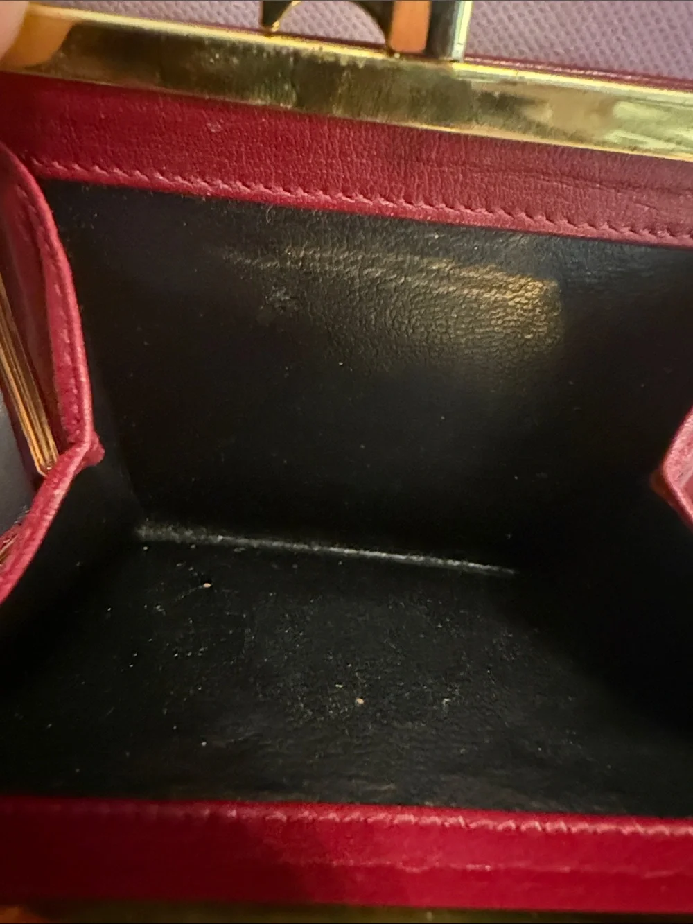 Christian Dior Red Leather Compact twist- lock Wallet with Gold-Tone Accents
